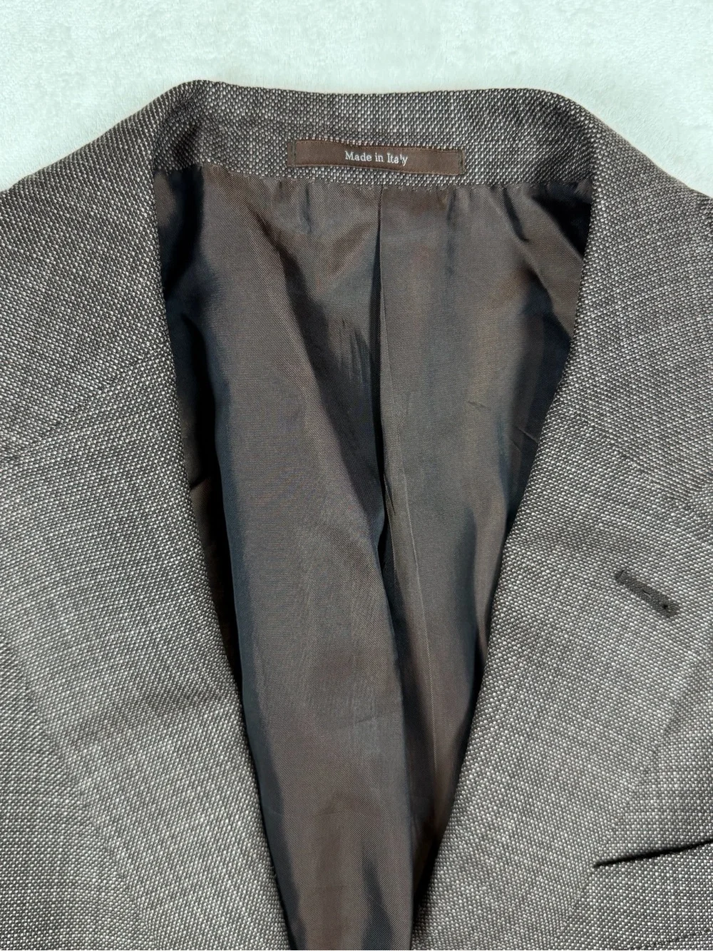 Ermenegildo Zegna Milano Easy 54EU 44R Wool Silk Linen Brown Plaid Sport Coat